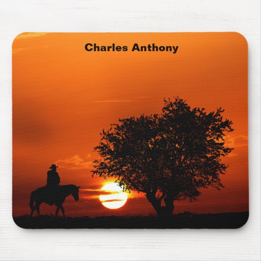 Westerse Cowboy Zonsondergang Muismat (Voorkant)