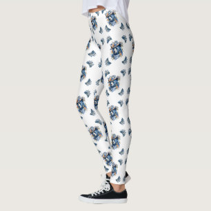 Westerse Cowboybeer - Blauwe Beer met Bloemenbanda Leggings