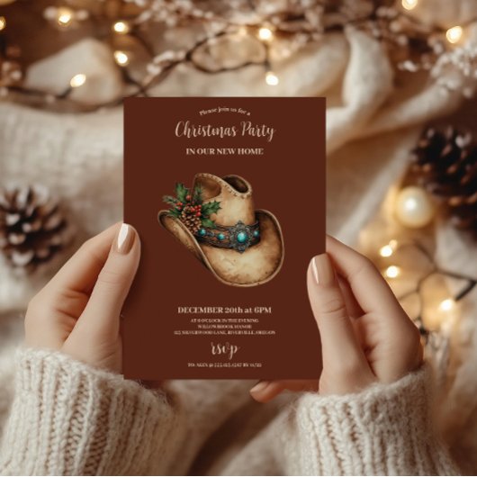 Westerse Cowboyhoed Kerst 9 Foto Kaart