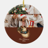 Westerse Cowboyhoed Kerstmis Keramisch Ornament (Achterkant)