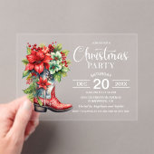 Westerse Cowboylaars Kerstfeest Acryl Uitnodigingen (Insitu (Draagbaar))