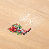 Westerse Cowboylaars Kerstfeest Acryl Uitnodigingen (Laagn)