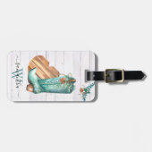 Westerse Cowboylaars Monogram Boho Hout  Bagagelabel (Voorkant horizontaal)