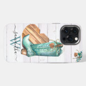 Westerse Cowboylaars Monogram Boho Hout iPhone Hoesje (Achterkant horizontaal)