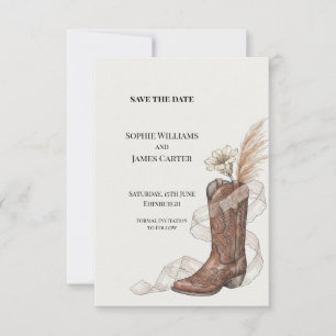 Westerse Cowboylaars Pampas Bruiloft Save the Date