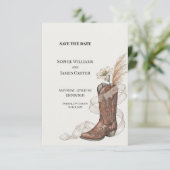 Westerse Cowboylaars Pampas Bruiloft Save the Date (Staand voorkant)