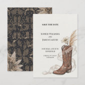 Westerse Cowboylaars Pampas Bruiloft Save the Date (Voorkant / Achterkant)