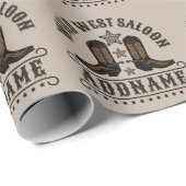 Westerse Cowboylaarzen ADD NAAM Sheriff Sporen Sal Cadeaupapier (Rol Hoek)