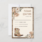 Westerse Cowboylaarzen Bruiloft RSVP Kaartje (Voorkant)