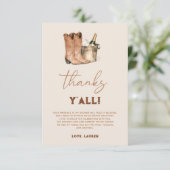 Westerse Cowboylaarzen & Bruisend Bruiloftsfeest Bedankkaart (Staand voorkant)