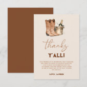 Westerse Cowboylaarzen & Bruisende Bruiloft Feest Bedankkaart (Voorkant / Achterkant)