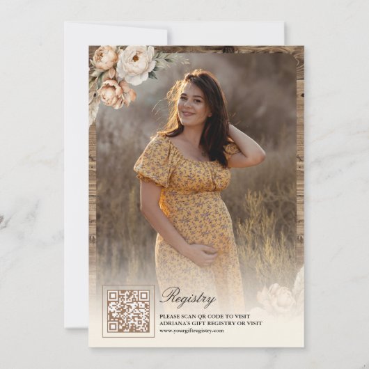 Westerse Cowboylaarzen Foto QR Code Baby Shower Kaart (Achterkant)