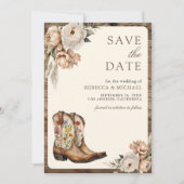 Westerse Cowboylaarzen Foto QR Code Huwelijk Save The Date (Voorkant)