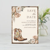 Westerse Cowboylaarzen Foto QR Code Huwelijk Save The Date (Staand voorkant)