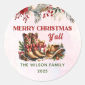 Westerse Cowboylaarzen Kerstmis Sticker (Voorkant)