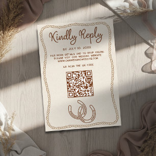 Westerse Cowboylaarzen Schuur Bruiloft Website QR RSVP Kaartje