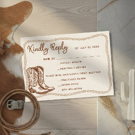 Westerse Cowboylaarzen Schuur Bruiloftsmaaltijd Ke RSVP Kaartje