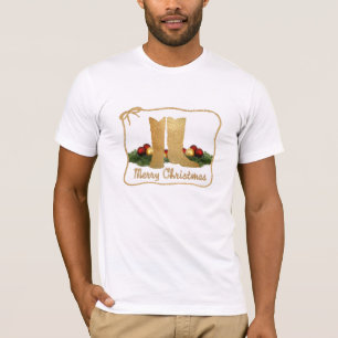 Westerse Cowboylaarzen Touwslinger Vrolijk Kerstfe T-shirt