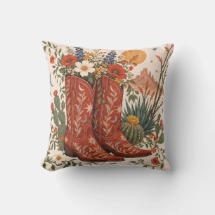 Westerse Cowboylaarzen Wilde Bloemen Kussen
