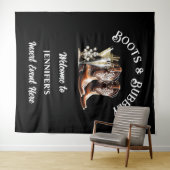 Westerse cowboylaarzen zwart wit bruisend chic  wandkleed (In Situ (horizontaal))