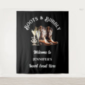 Westerse cowboylaarzen zwart wit bruisend chic  wandkleed (Voorkant)