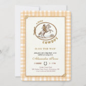 Westerse Cowboyruit Gingham Babyfeestje Kaart (Voorkant)
