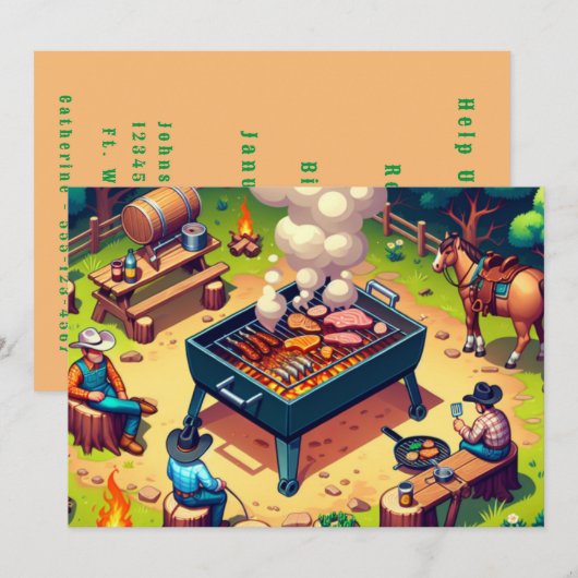 Westerse Cowboys Koken Grillen Aangepast Kaart (Voorkant / Achterkant)
