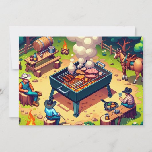 Westerse Cowboys Koken Grillen Op Maat  Kaart (Voorkant)