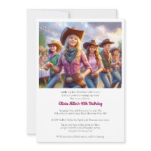Westerse Cowgirl 16e Verjaardagsfeest Uitnodiging
