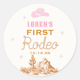 Westerse Cowgirl 1e Verjaardag eerste Rodeo Ronde Sticker