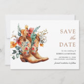 Westerse Cowgirl Bloemstuk Laarzen Bruiloft Save The Date (Voorkant)