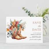 Westerse Cowgirl Bloemstuk Laarzen Bruiloft Save The Date (Staand voorkant)