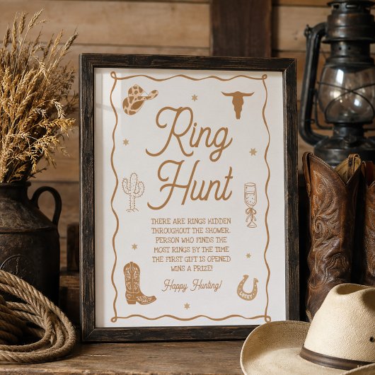 Westerse Cowgirl Bruiloftsfeest Ringjachtspel Poster