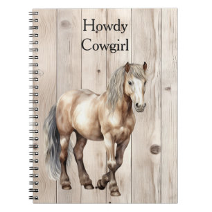 Westerse Cowgirl Cowboy Paard Nep Hout Notitieboek