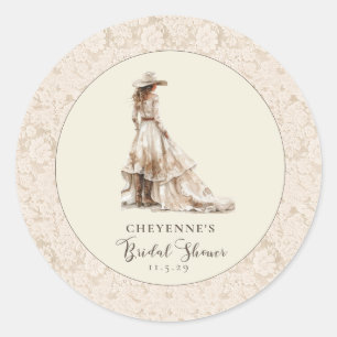 Westerse Cowgirl en Lace Cowboy Laarzen Baby Showe Ronde Sticker