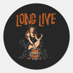 Westerse Cowgirl Halloween Retro Halloween Hekseri Ronde Sticker