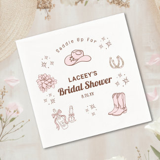 Westerse Cowgirl Hand Getekende Bruiloft Feest Servet