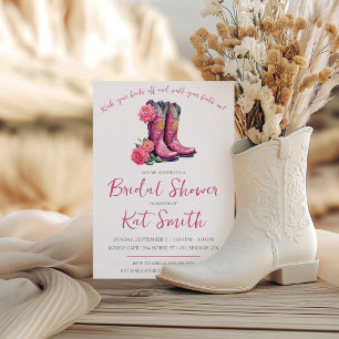 Westerse Cowgirl Laarzen en Bloemen Bruidsuitnodig Kaart