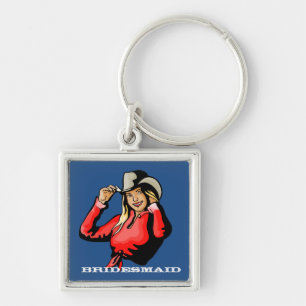 Westerse Cowgirl Met Hoed Sleutelhanger