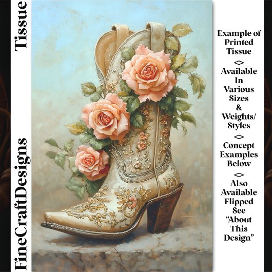 Westerse Cowgirl Mode Laarzen Rozen DF9L Découpage Tissuepapier