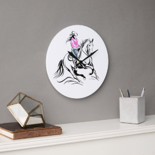 Westerse Cowgirl Paardrijden Illustratie Grote Klok