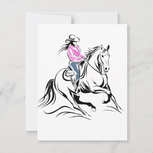 Westerse Cowgirl Paardrijden Illustratie Notitiekaartje
