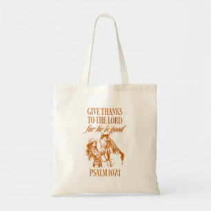 Westerse Cowgirl Psalm 107:1 Boodschappentas Tote Bag