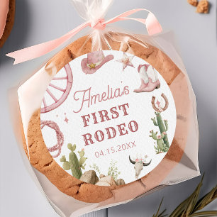 Westerse Cowgirl Rodeo Verjaardagssticker Ronde Sticker