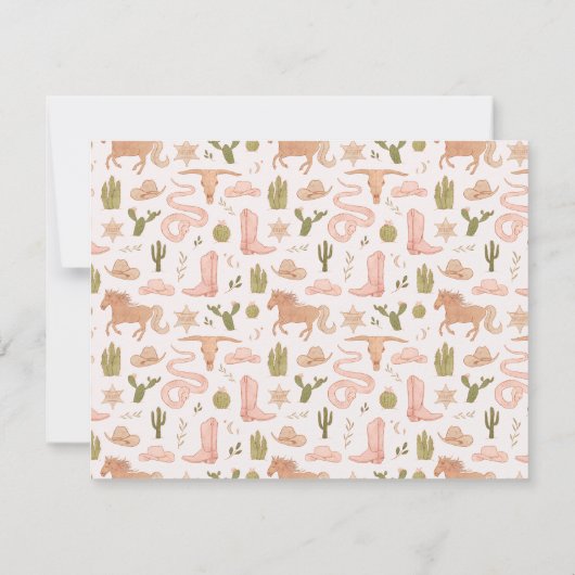 Westerse Cowgirl Roze Kinderen Notitiekaartje (Achterkant)