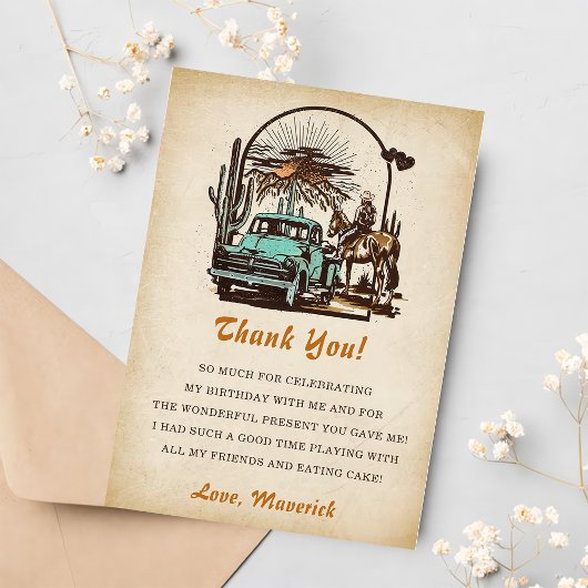 Westerse Cowgirl Verjaardagsfeest Dank Je Kaart