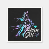 Westerse Cowgirl Zwart Paard Feestje Servet (Voorkant)