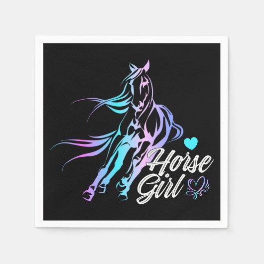 Westerse Cowgirl Zwart Paard Feestje Servet (Voorkant)