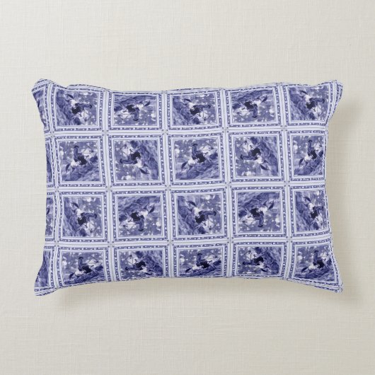 Westerse Denim Blauwe Delftsche Tegel Accent Kussen (Voorkant)