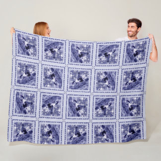 Westerse Denim Blauwe Delftsche Tegel Fleece Deken